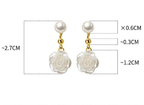 S925 Silver Freshwater Pearl Rose Drop Earrings
