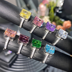 Anillo chapado en oro con diamante de alto contenido en carbono y abertura ajustable