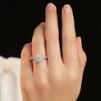 Anillo Halo de Circonita Cúbica de Talla Redonda de 1CT - Plata S925