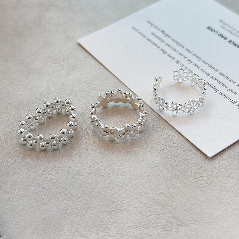 Anillo de flor de plata de ley 925