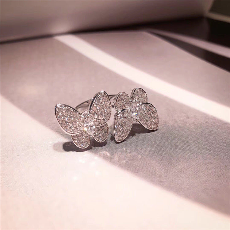 Twin Butterfly Ring – Adjustable Open Band
