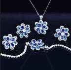 Camellia Flower Mixed Gemstone Jewelry Set