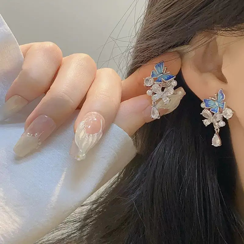 Blue Butterfly Zircon Earrings