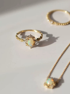 Anillo de ópalo artificial de plata S925 chapado en oro de 18 quilates