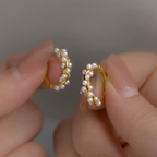 Pendientes de aro con perlas retorcidas de plata S925