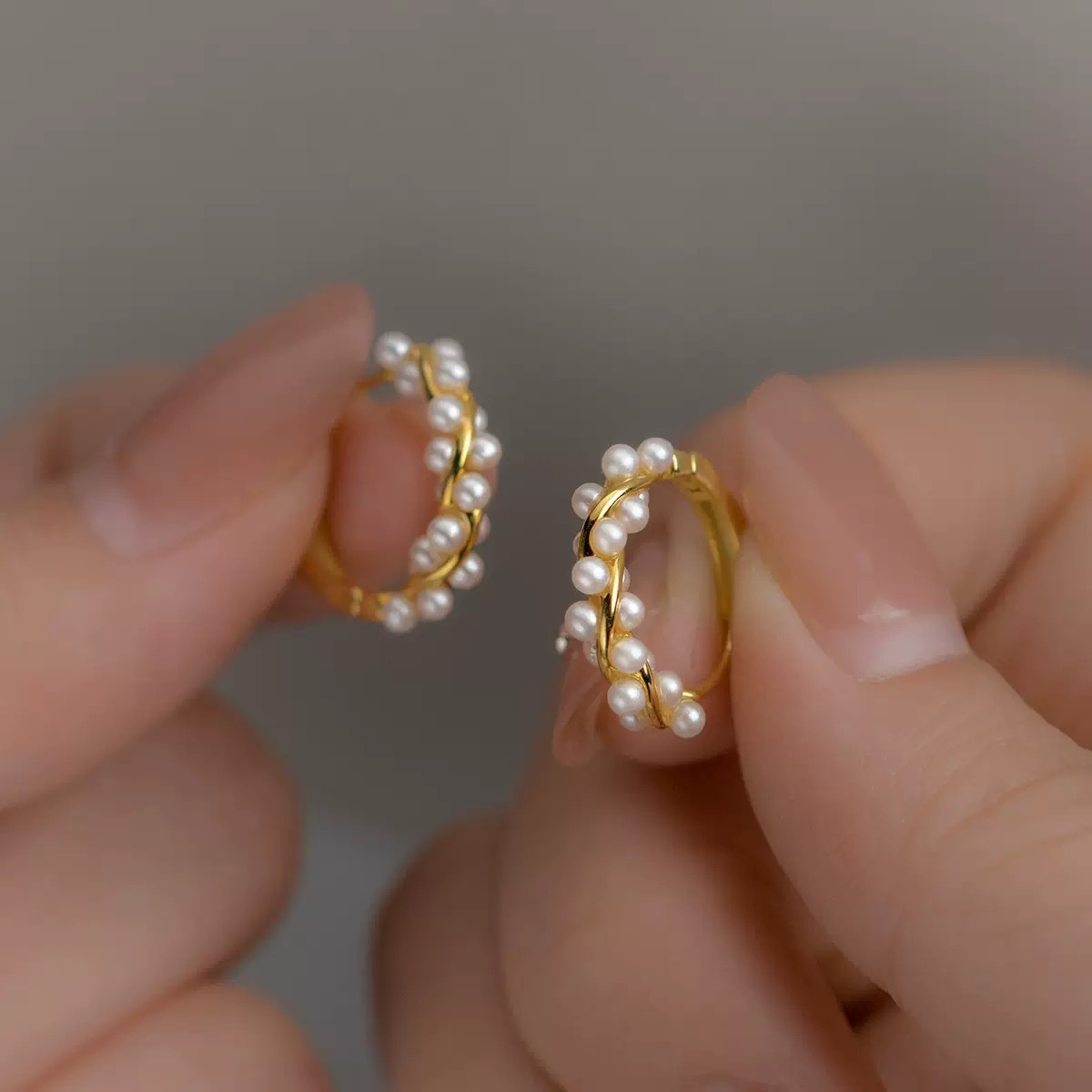 S925 Silver Twisted Pearl Hoop Earrings